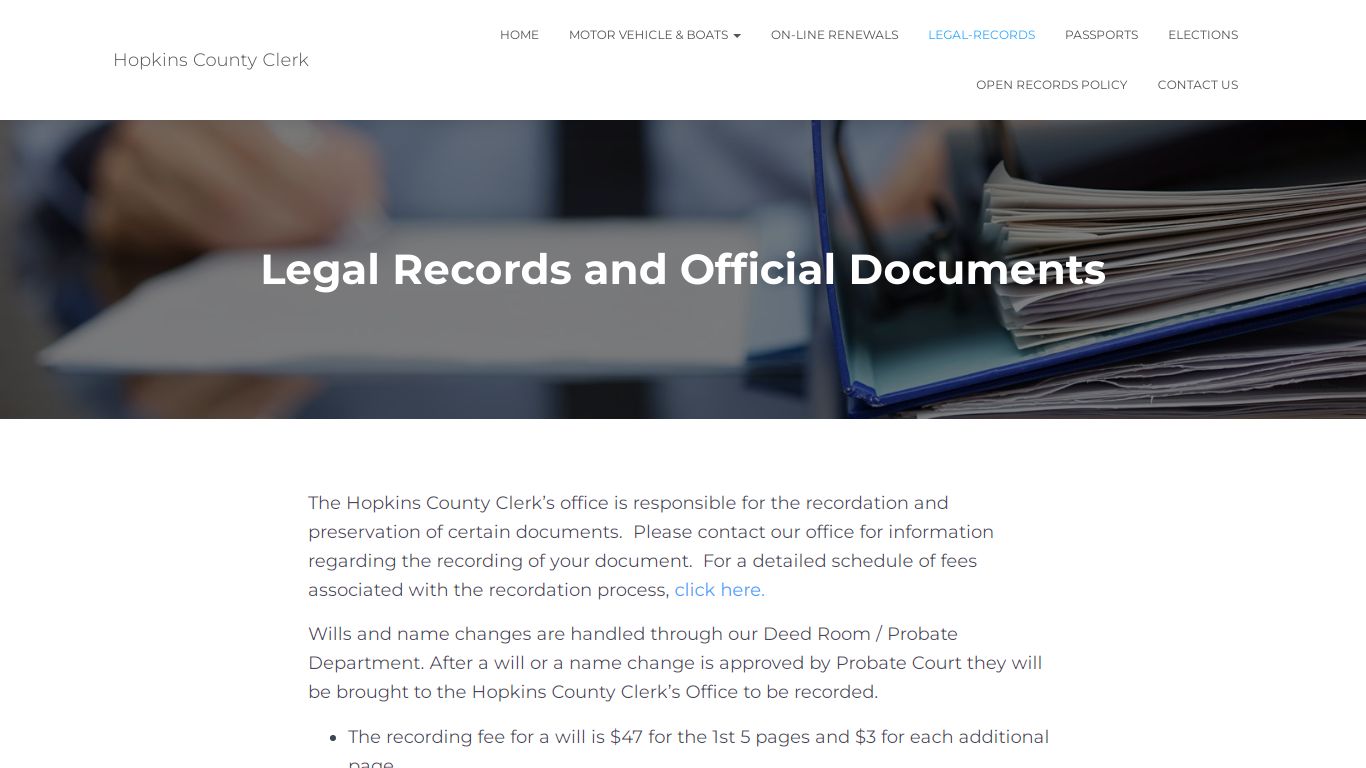 Legal Records and Official Documents – Hopkins County Clerk